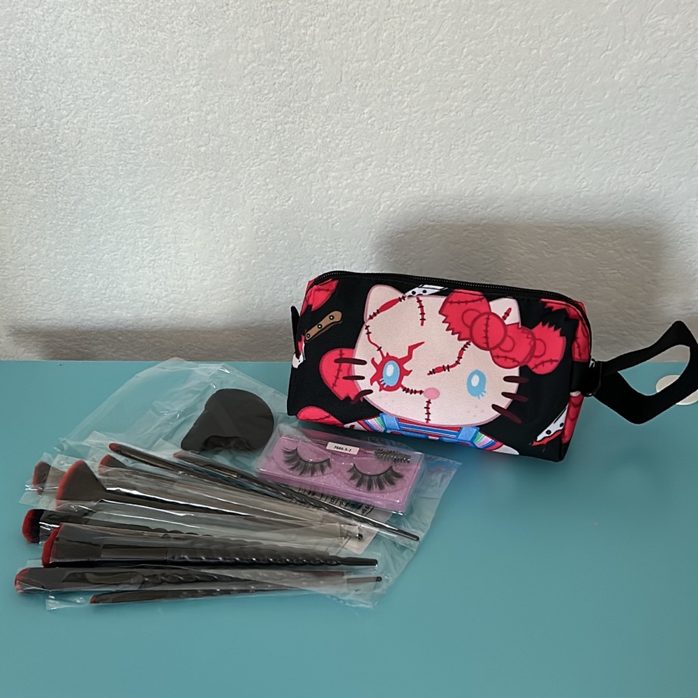 Hello Kitty Black and Red Makeup Bag Set